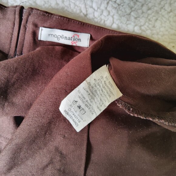 Brown Stretch Ruched Modern Career Rayon Pencil Skirt Medium - Picture 7 of 15